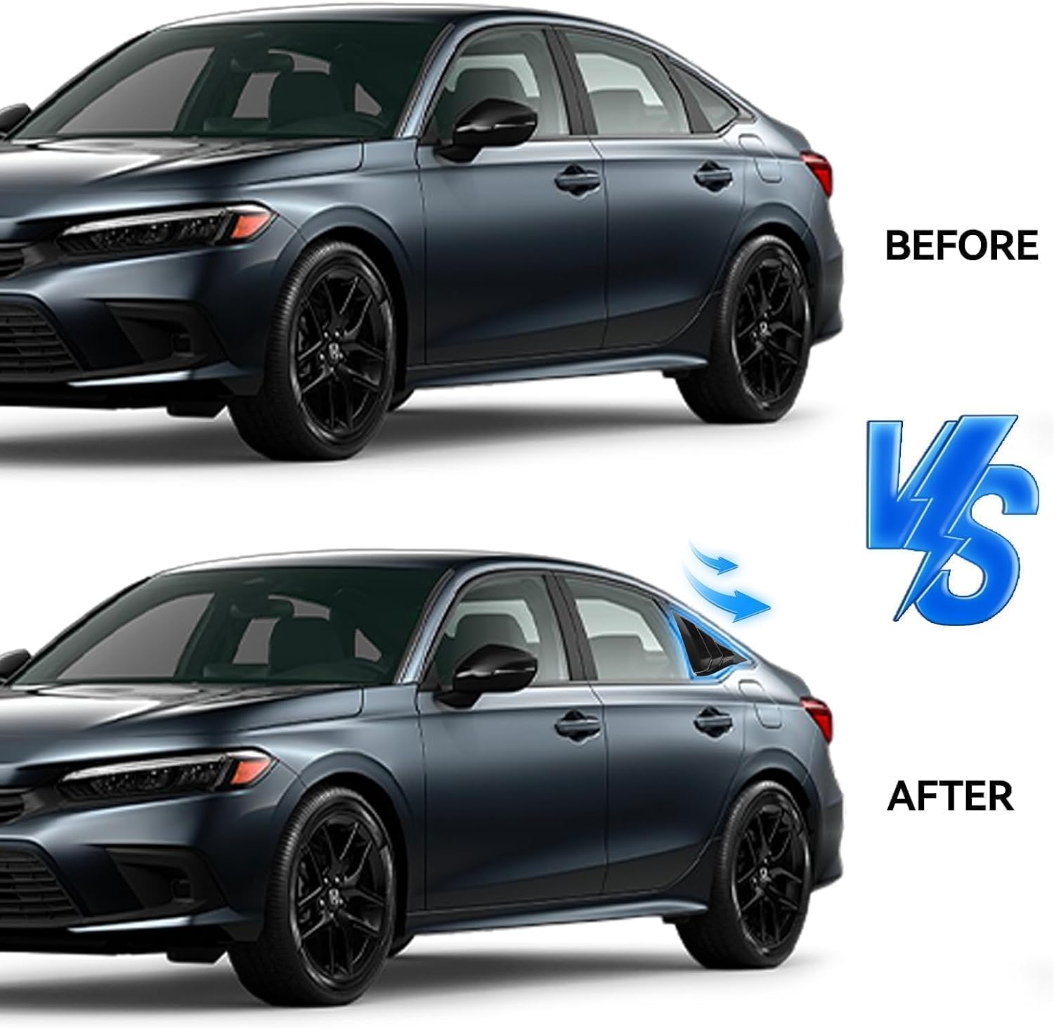 AUTOXBERT Window Louvers for 11th Gen Honda Civic Seden 2022 2023 2024 2025 2026 Side Window Louvers Air Vent Scoop Shades Cover Blinds Trim Car Accessories