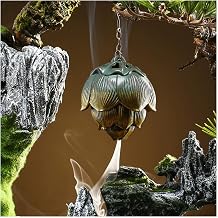 Primst Lotus Furnace Hollow Hanging Ball Incense Burner, Ceramic Backflow Incense Cones and Incense Coil Holder for Home Office Ornament Decoration