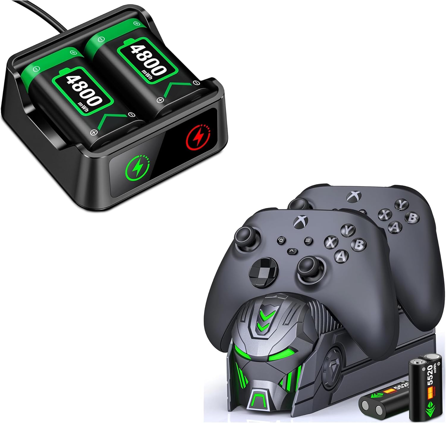 2X 5520mWh+2X 4800mWh Rechargeable Battery Pack Charger Station