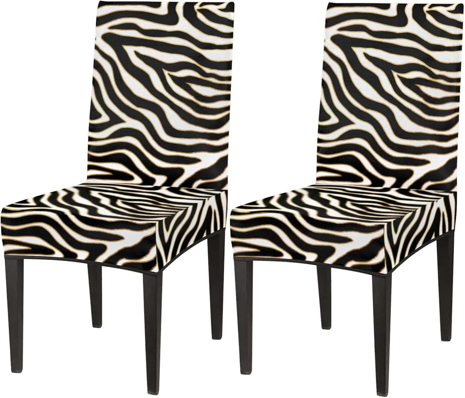 KOBLEN 4 Piece Interesting Zebra Print Dining Room Chair Cover, Spandex Super Fit Stretch Removable Washable Protective Cover for Restaurant, Hotel, Ceremony, Party