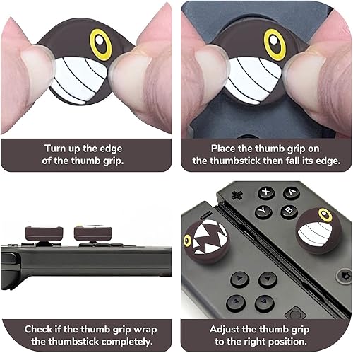Miniatura 6 de PALPOW - Tapas de palanca de mando para pulgar compatibles con Nintendo SwitchOLEDLite Pokemon, bonita funda de silicona analógica para palillos de
