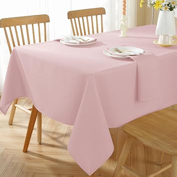 SASTYBALE Rectangle Textured Tablecloth Waterproof Washable Natural Faux Linen Burlap Table Cloth, Fabric Table Cover for Dining, Party, Wedding, Holiday60 x 102 Inch Rectangular, Pink
