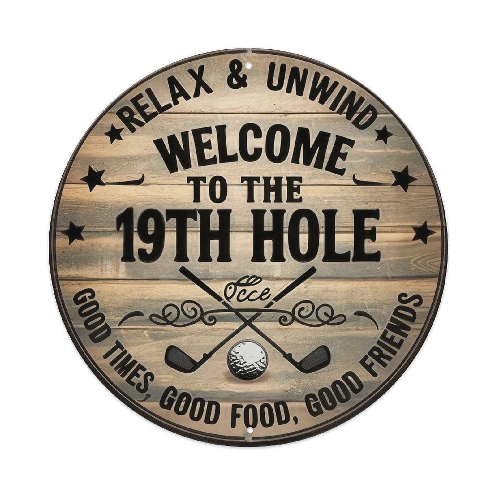 Relax Unwind Welcome Hole Golf Round Tin Sign Vintage Metal Sign Home Bar Garden Indoor & Outdoor Wall Decor Retro Metal Poster 8x8 Inch
