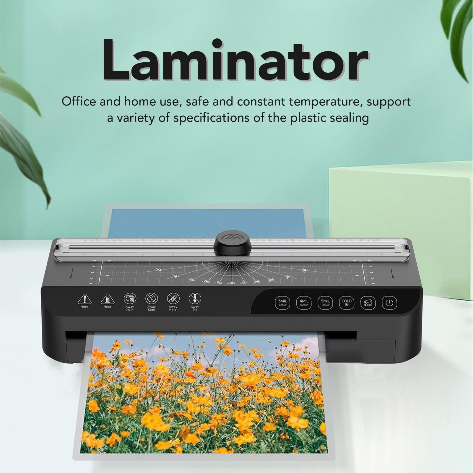 Laminator, Touch Control Photo Laminator Supports A4 to 3in Sheet Sizes, Paper Card Lamination Machine for Laminating Photo Menu Document Certificate Drawing (US Plug AC110-120V)