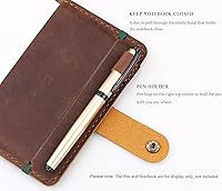 Vista 5 de Funda de Cuero para Diario de 3.5"x5.5" Cuaderno de Tapa Dura, Funda de Cuaderno de Cuero Rústico Hecho a Mano Compatible con Moleskine, Cuaderno
