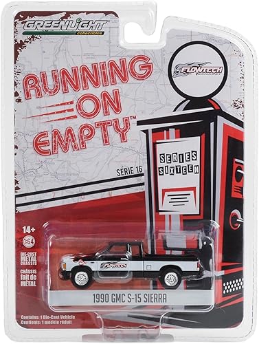 1990 S-15 Sierra Pickup Truck Blanco y Negro con Llamas Corriendo en Vacío Serie 16 1/64 Modelo de Coche Fundido a Presión por Greenlight 41160D