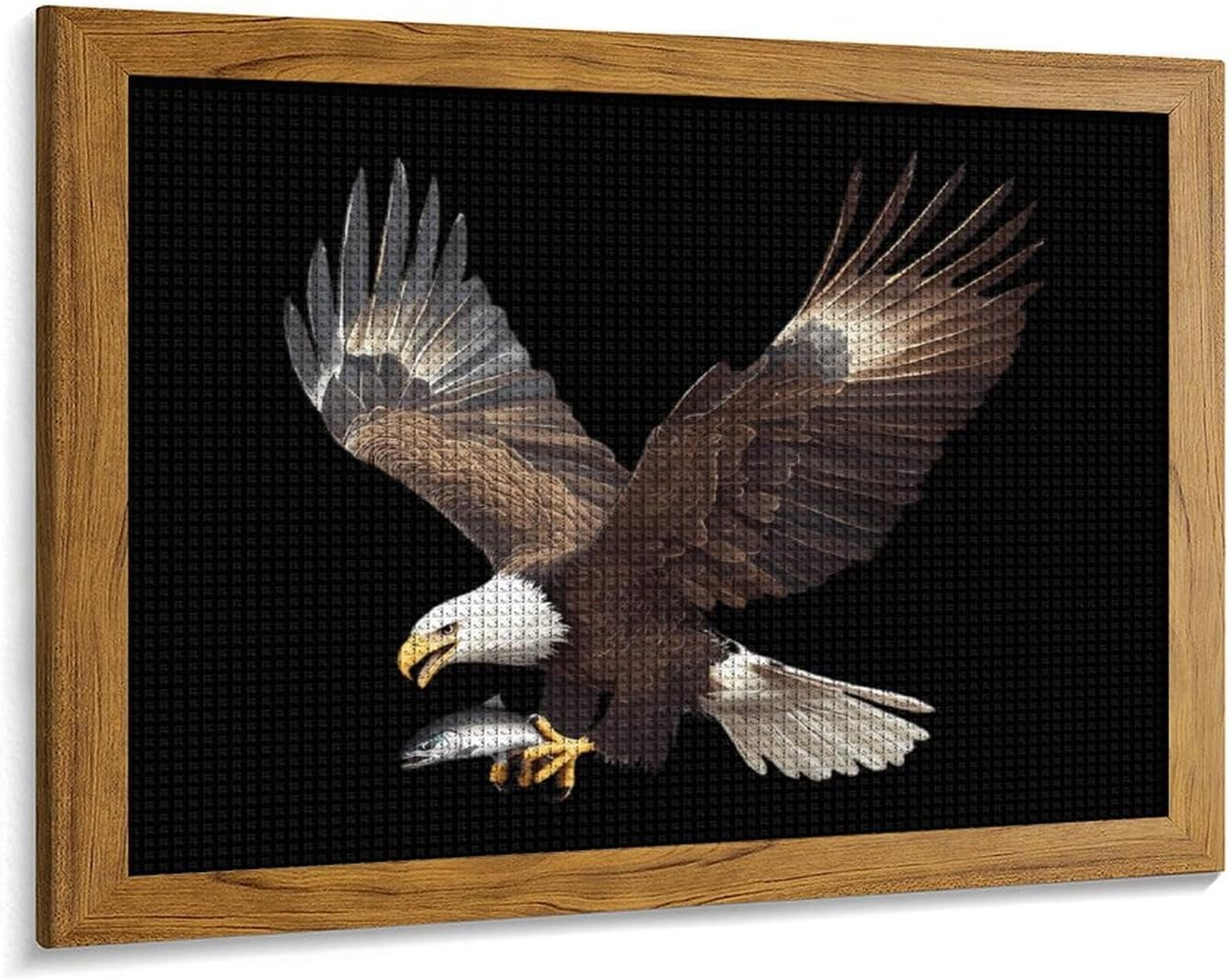 Ea-gles Catching A Fish Printed Diamond 5D Painting Kits DIY Full Drill Crafts for Home Wall Decor 16x20 Inch Yellow Wood 50 * 40cm