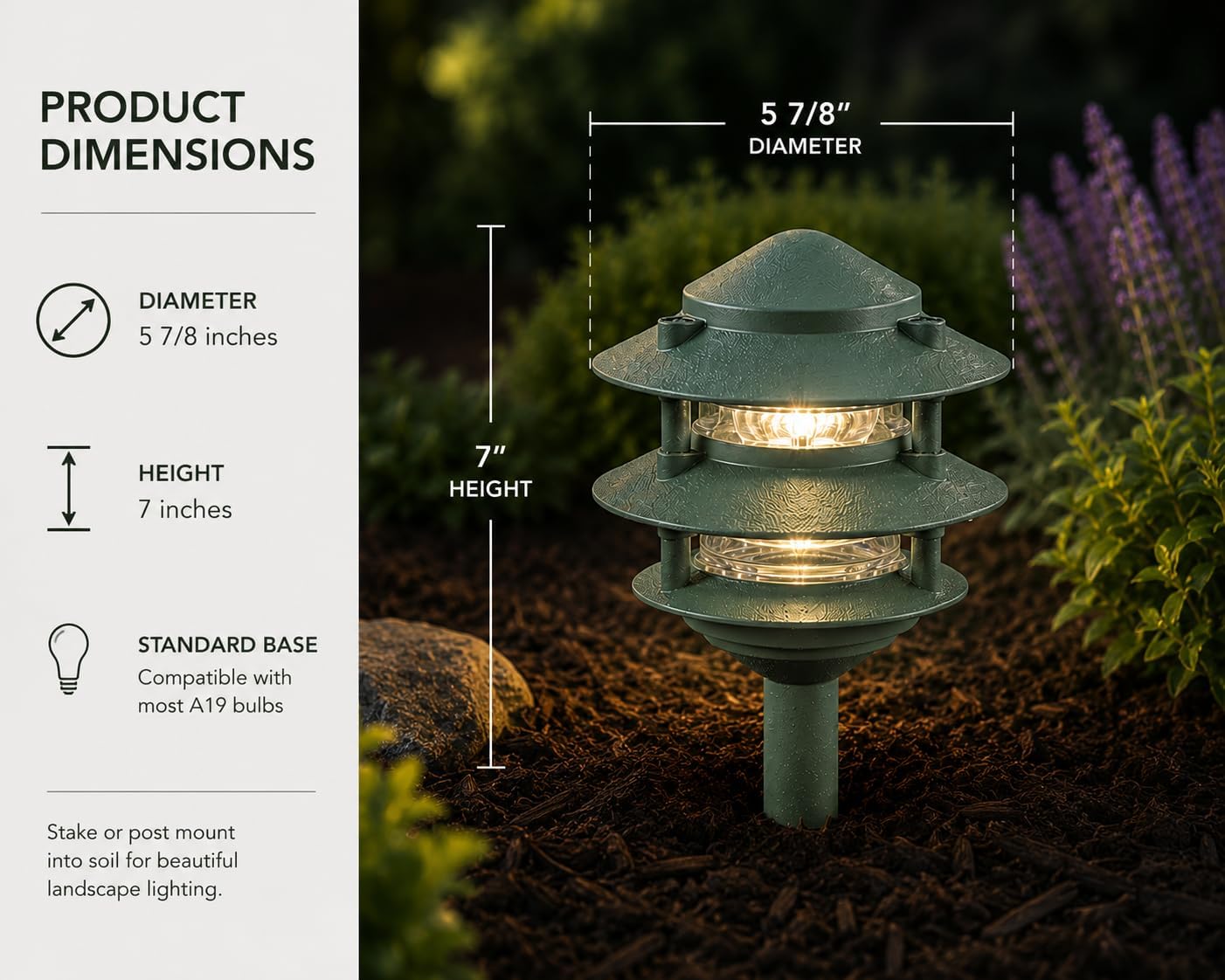 Sea Gull Lighting 9226-95 Single-Light Outdoor Path Fixture with Clear Glass, Emerald Green image 2