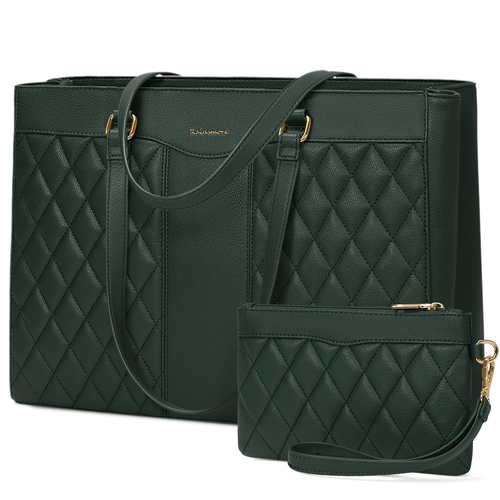RAINSMORE Laptoptasche Damen 15,6 Zoll Elegant Handtasche Damen Groß Shopper Tasche PU Leder Schultertasche Aktentasche Arbeitstasche für Schule Büro Arbeit