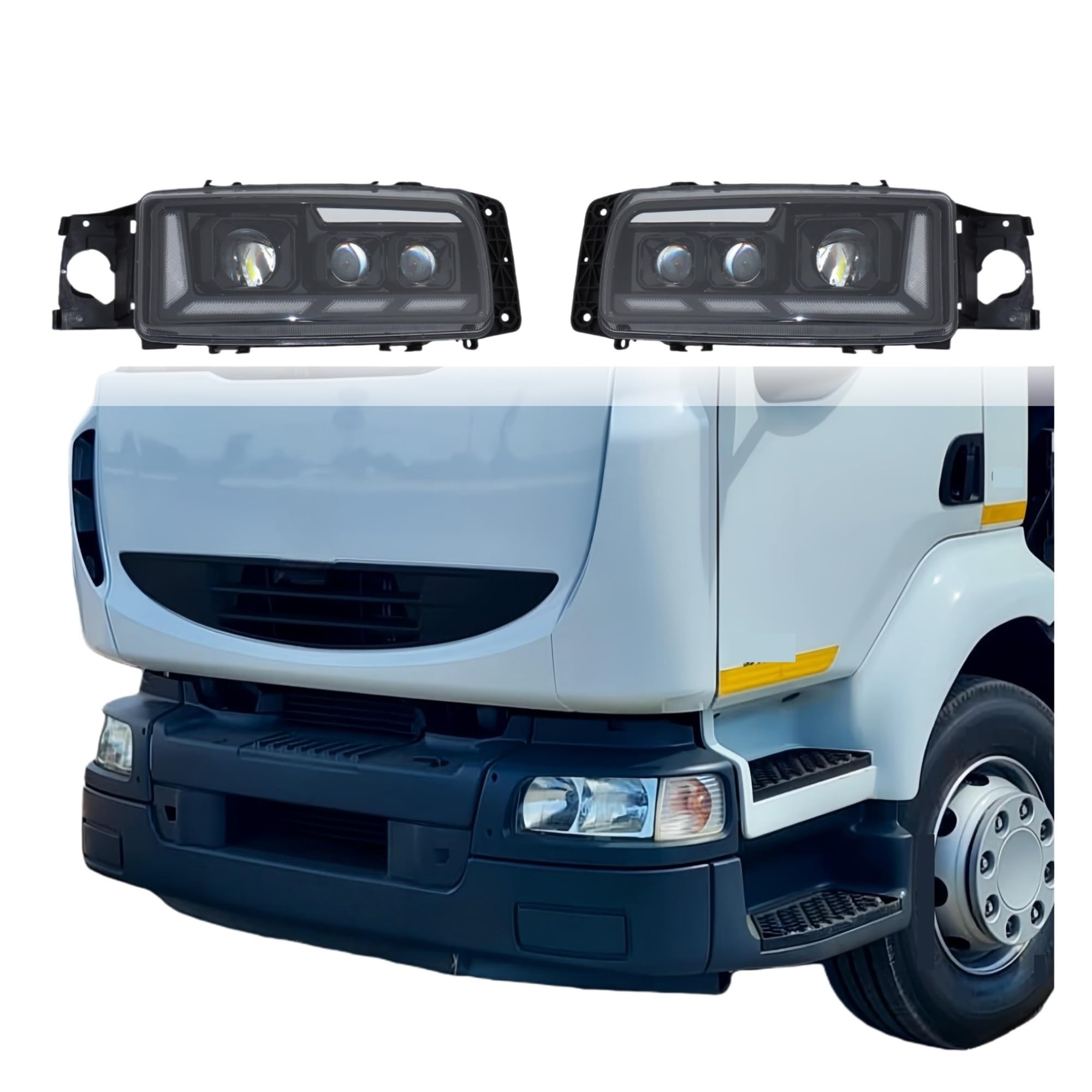 Fari Anteriori Auto Faro Completo A LED Per Auto 24V 1 Pz Per KERAX 2000+ Aggiornato DRL Dinamico + Camion Con Tripla Lente