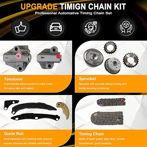 Miniatura 4 de PANGOLIN Kit de cadena de distribución Engranaje de bomba de aceite con piñón de engranaje VVT de 2 piezas para Hyundai Kia Optima Sonta G4KH G4KC