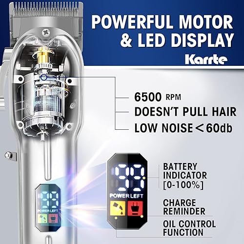 Miniatura 16 de Karrte Professional Hair Clippers/Hair Trimmer/Beard Shaver Kit for Men Cordless Barber Clipper Hair Cutting Kit, Beard Trimmers Haircut Grooming