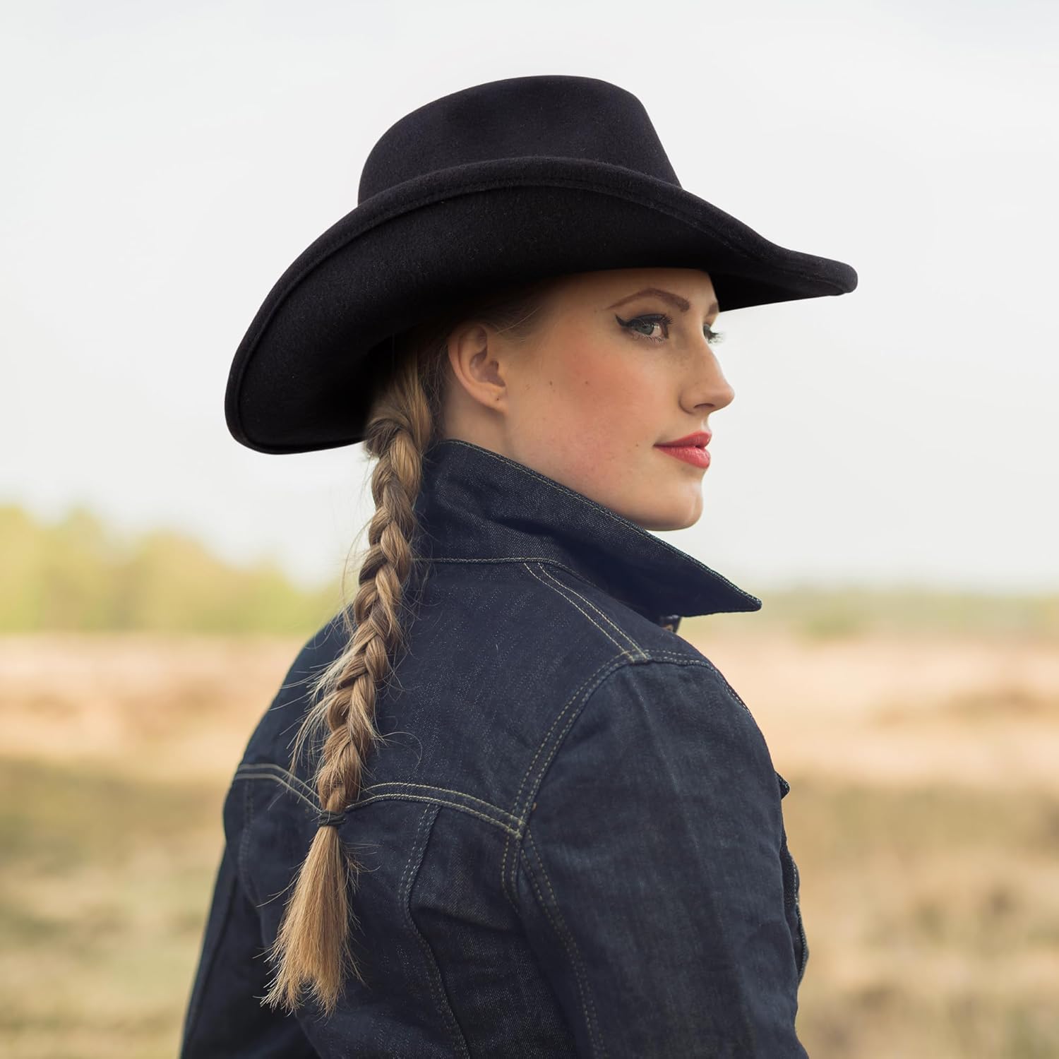 MIX BROWN Cowboy Hat Water-Resistant Felt Hats 100% Wool Wide Brim Western Panama Rancher Hat for Women Men - Image 7