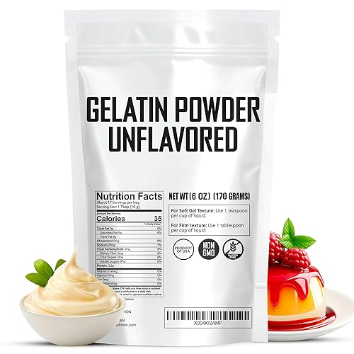 Gelatina en polvo sin sabor 6 oz  Bolsa a granel  Gelatina Sin Sabor en Polvo  Producto de Estados Unidos  Perfecto para postres, hornear y cocinar