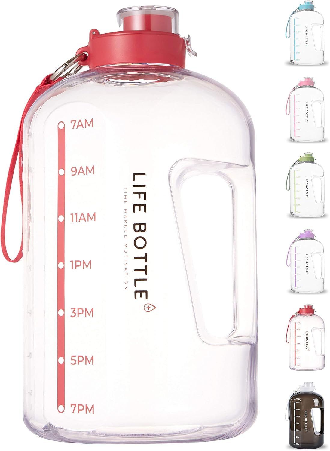 Life Bottle! Time Marked Water Bottle - 1 Gallon Water Bottle with Time Marker - Extra Large Water Bottle/Water Jug Helps You Drink More Water! BPA Free Water Bottle with Leakproof Flip Top : Sports & Outdoors