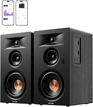 ULTIMEA Active 3-Way Shelf Speakers, 70 W RMS Active Speaker with 5.25 Inch Woofer, App, Bluetooth 6.0, HDMI ARC, with Subwoofer Output for Home Cinema, TV, PC & Turntable, Studio Monitor, BS-3