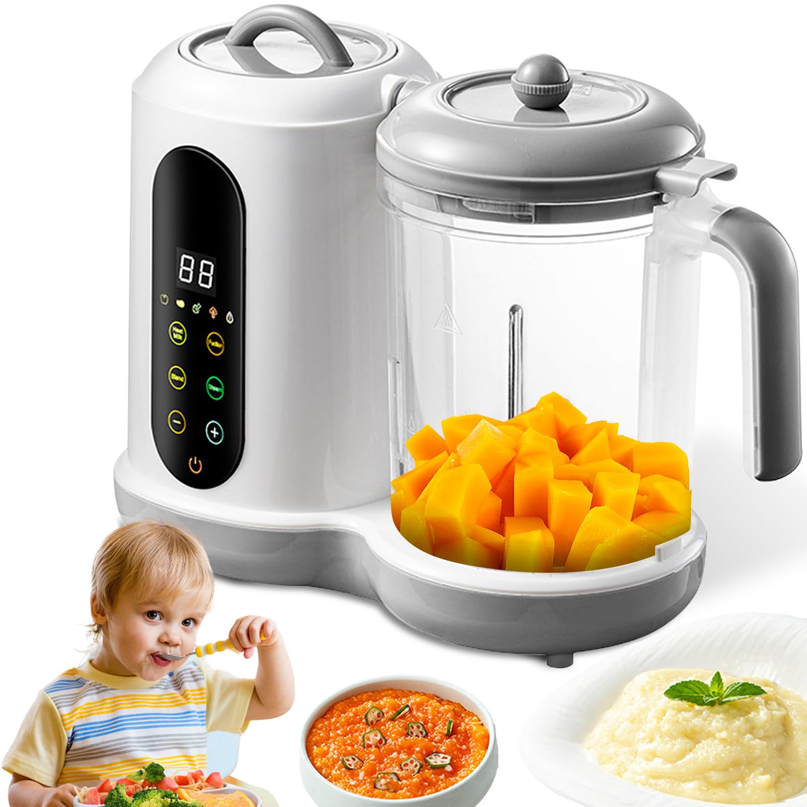 Preparador de alimentos para bebés - Multifuncional papilla para bebés, con vaporizador y batidora, 4 preajustes de cocción, autolimpieza