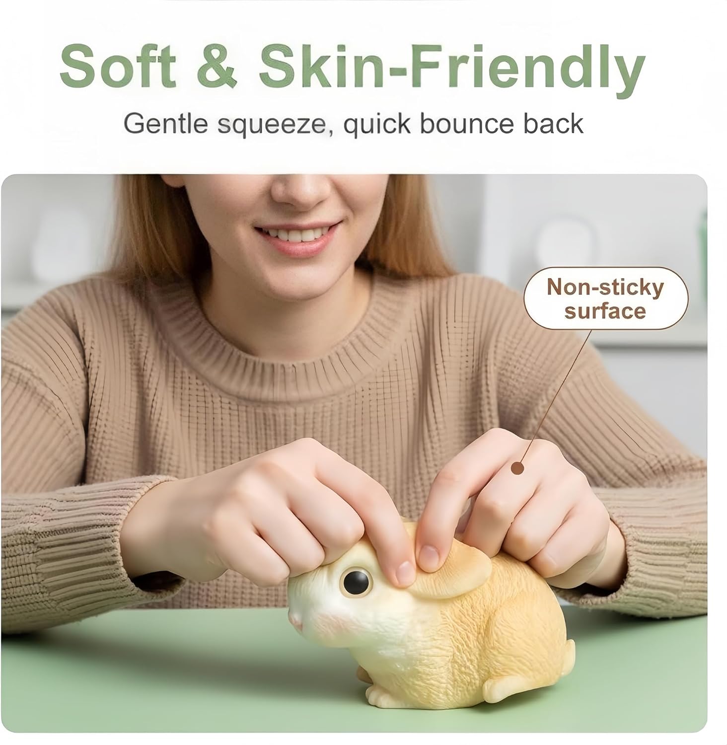 Cute Taba Squishy Bunny - Handcrafted Squishy Bunny Stress Relief Toy for Adult/Kids, Stress Relief | Realistic Soft Rabbit Design, Perfect Squeeze Toys Gift for Relaxation and Fun (6‘ Big Rabbit)