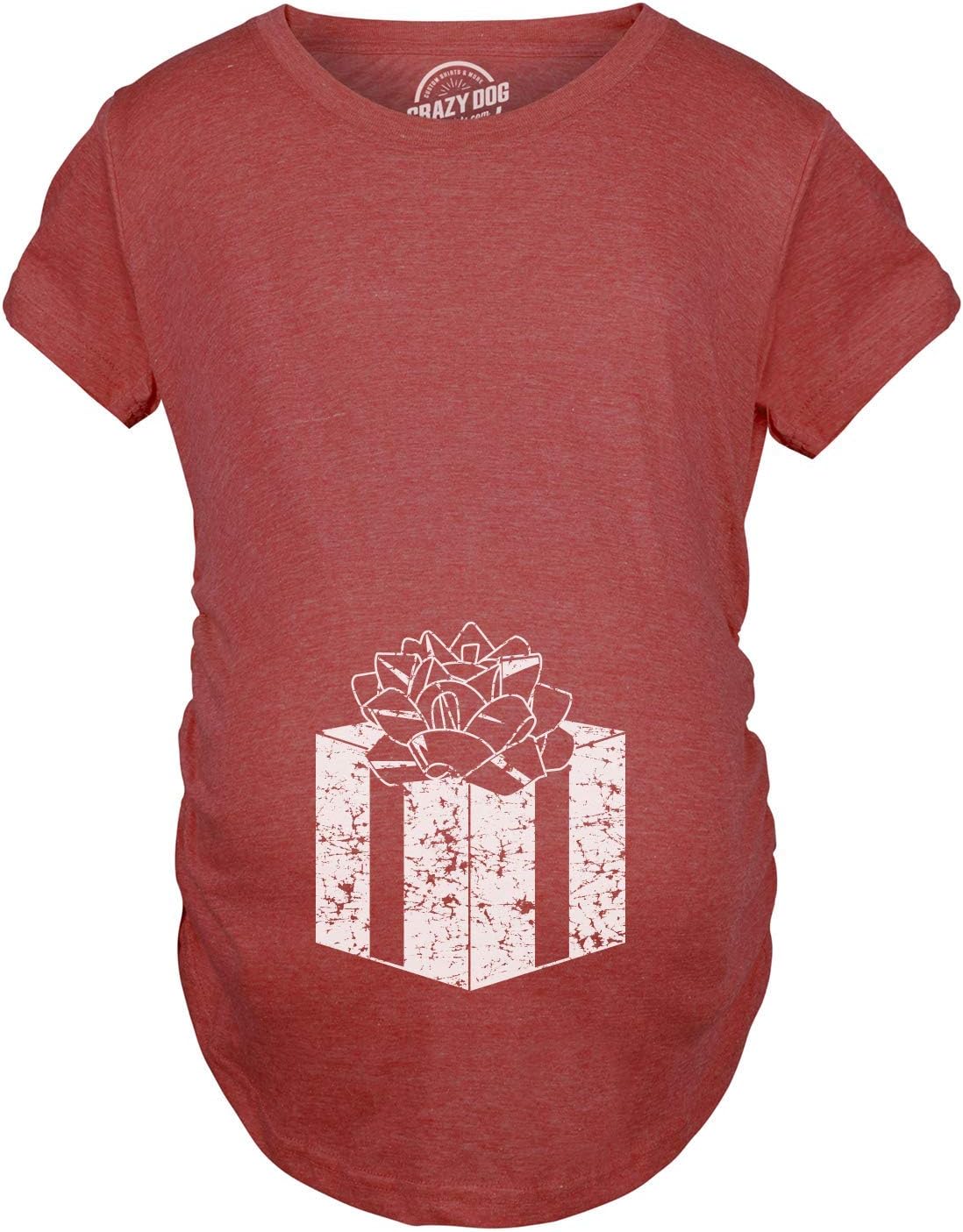 Maternity Belly Present Funny T Shirts Christmas Pregnancy Announcement T Shirt - Image 2