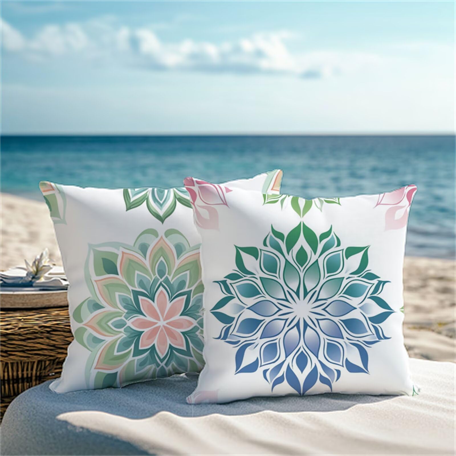 Cuscini per Divano verde Federe Cuscini Divano fiore Copricuscini 60x60cm 2 Pezzi Impermeabili Velluto Federe Cuscino Letto, Stampa Fronte-Retro per Soggiorno Camera Giardino Sedia Donne Regali 1Z-49