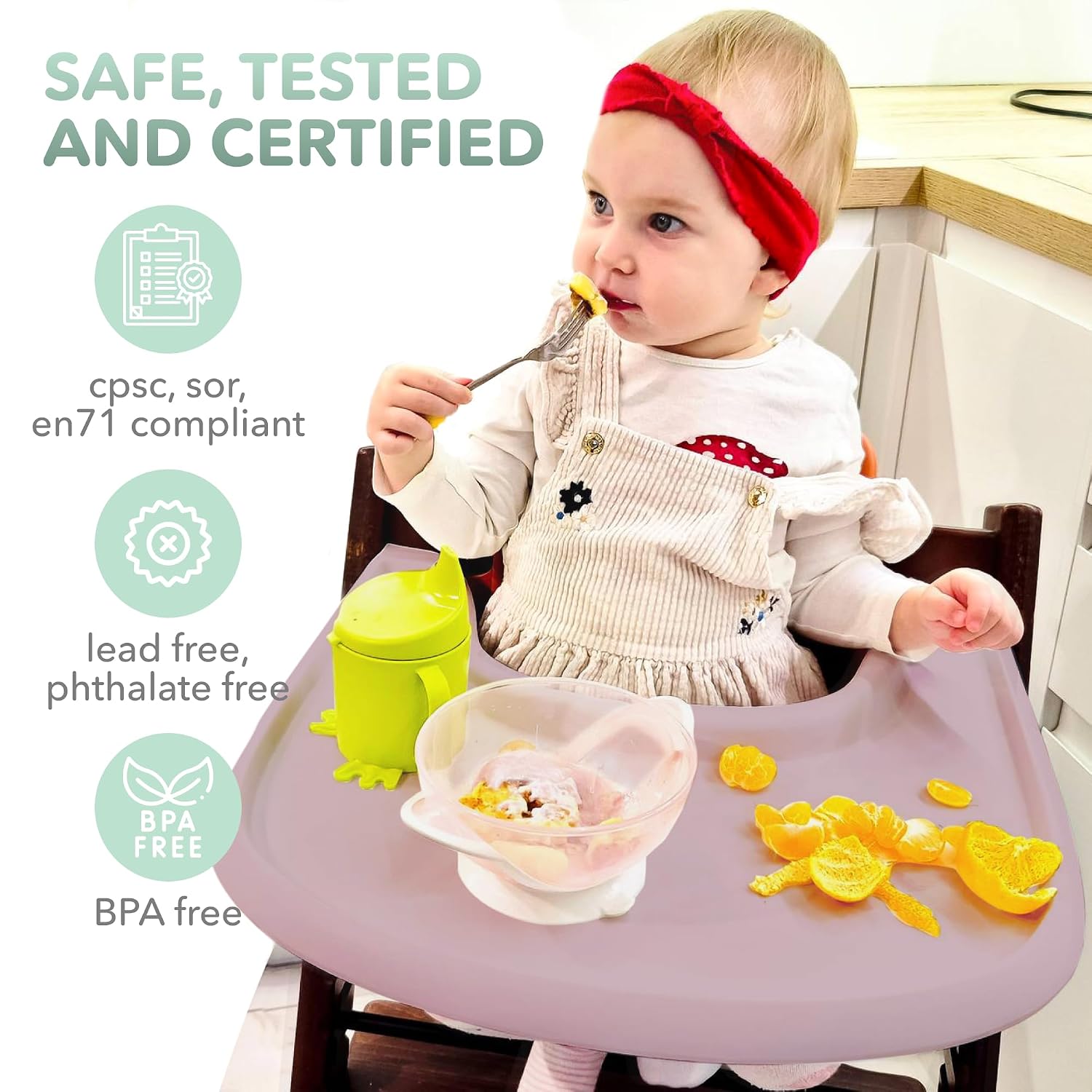 High Chair Tray Compatible with Stokke Trip Trap Chair, Ergonomic Curved Design, Glossy Dusty Pink - BPA-Free, Easy to Assemble