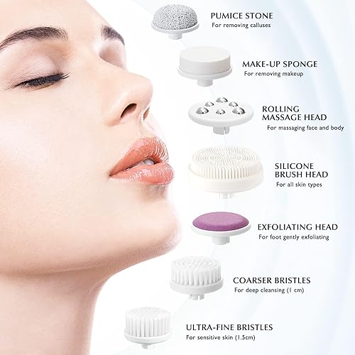 Miniatura 58 de Cepillo de limpieza facial: Dispositivo limpiador eléctrico exfoliante giratorio, impermeable con limpieza profunda y exfoliación giratoria; máquina
