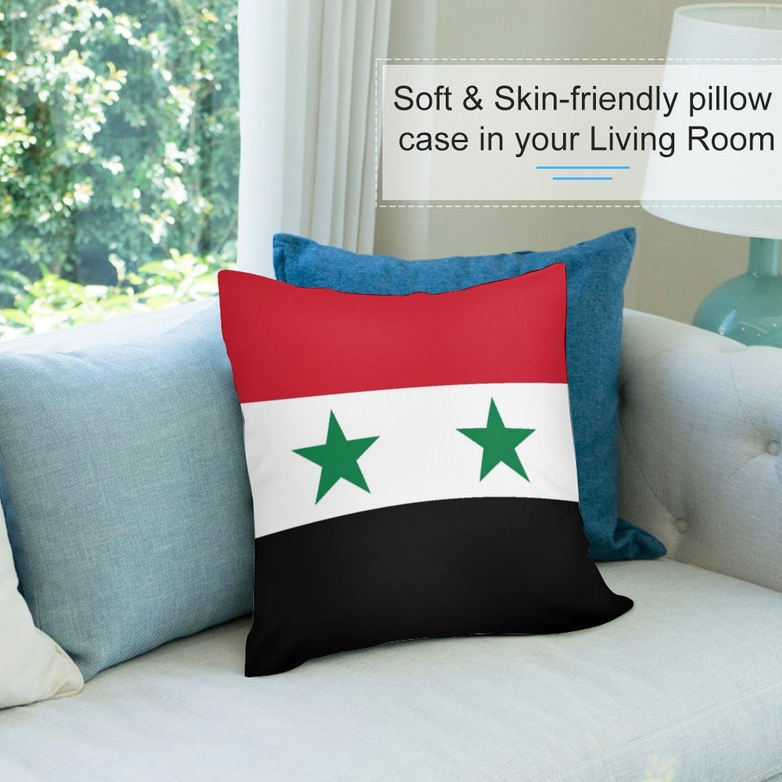 Copricuscini Corti In Peluche Morbidi Copricuscini Decorativi Quadrati Federa Morbida Con Stampa Bandiera Siriana Confezione Da 4 Per Arredamento Casa Divano 60 X 60 Cm