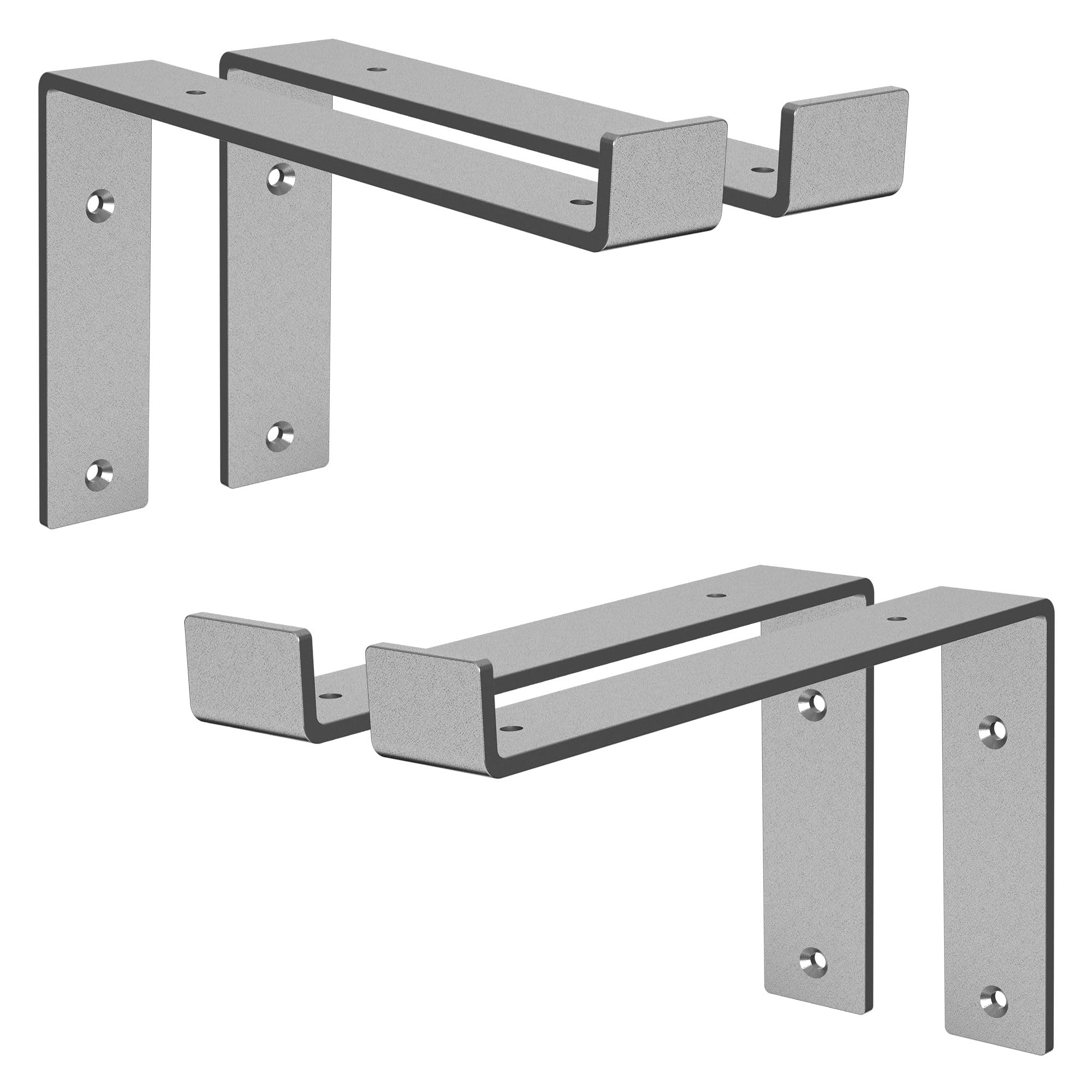 ML-Design Set 4 Staffe per Mensole a L in Metallo Grigio 25 x 4 x 14,5 cm Supporti Angolari per Ripiani Peso Massimo 50 kg con Materiale di Montaggio a Parete Incluso Scaffalature a Muro