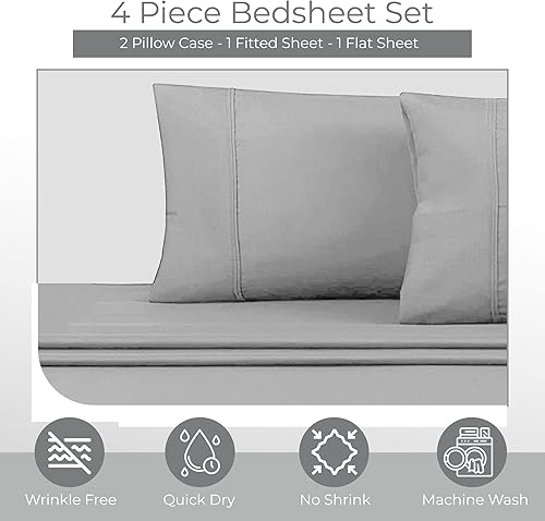 Miniatura 2 de ATC AMTHREAD COLLECTION Juego de sábanas King  Sábanas y fundas de almohada de lujo  Juego de ropa de cama de 4 piezas de microfibra extra suave con