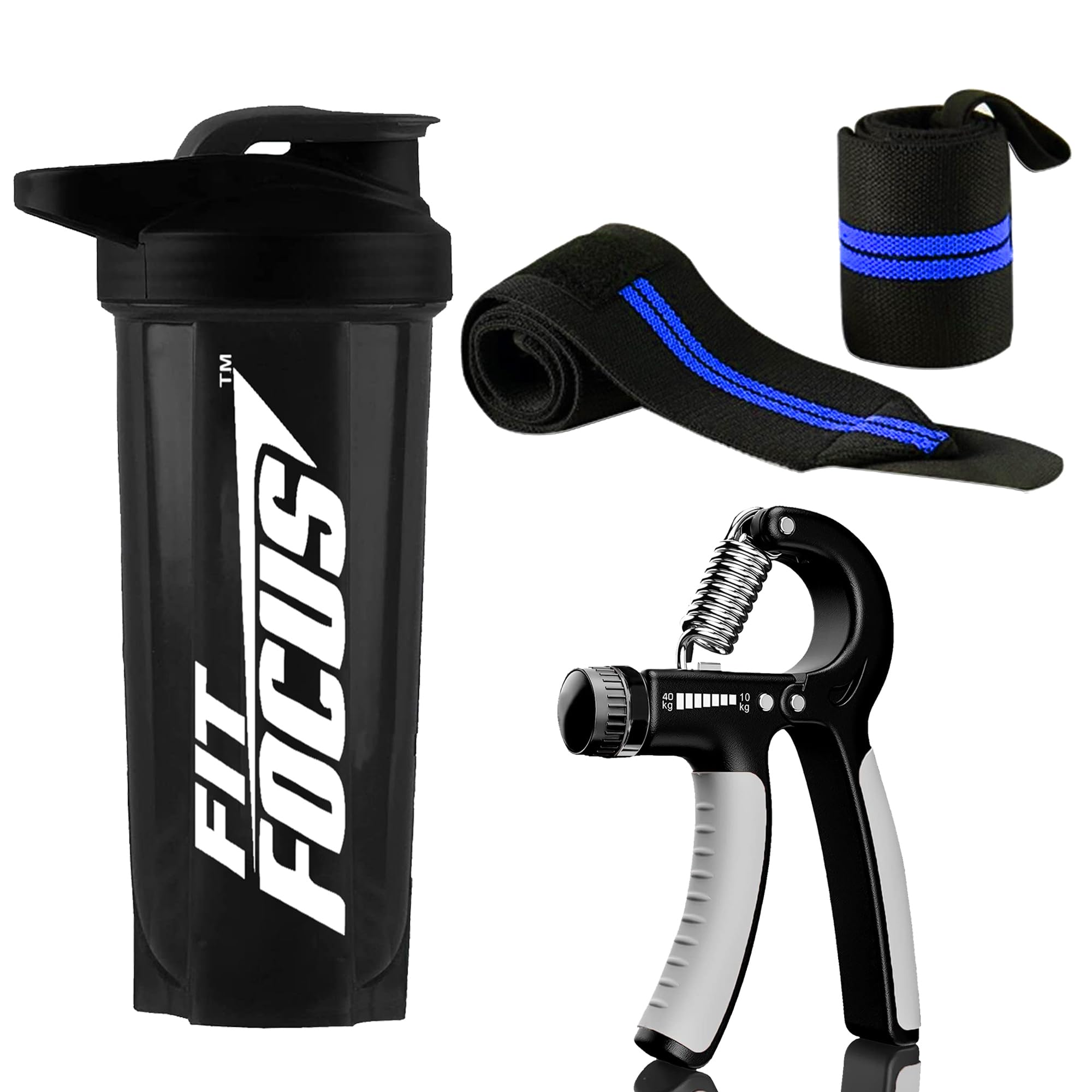 Protein Gym Shaker with Wrist Band and Hand Gripper for Gym & Fitness Kit | Gym Shaker | Workout Shaker | Wrist Wrap | Gym Hand Band | Wrist Support Band | 700ml Shaker | Gripper (Blue)-image-35