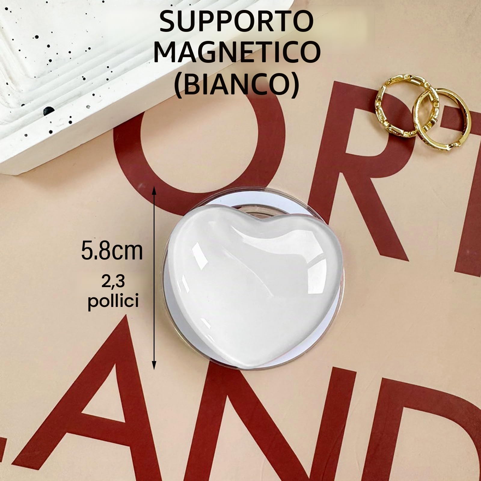 Supporto Magnetico A Anello Per Cellulare Magsafe – Maniglia Estendibile E Grip Con Motivo Cuore