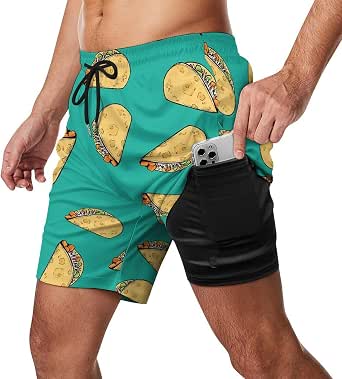 Men's Swim Trunks With Snug Liner | 2-in-1 Quick Dry Beach Shorts | Zipper Pockets | Compression Liner For Support