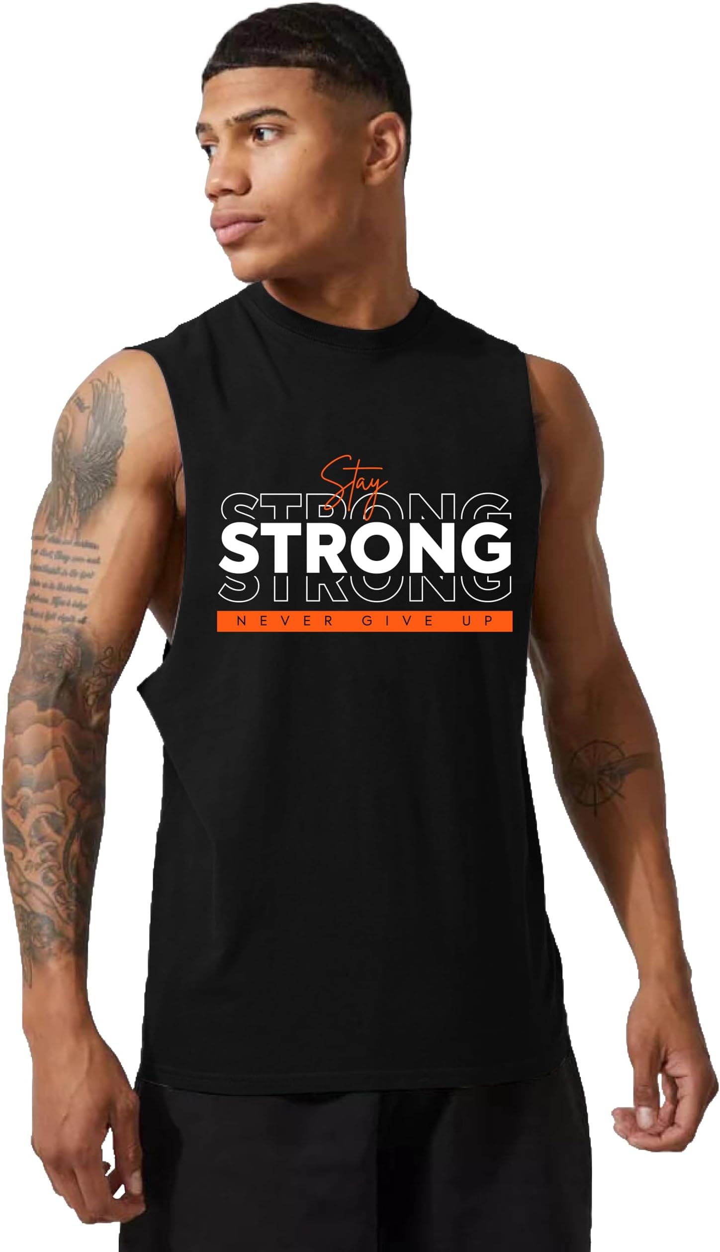 CHKOKKOTank Tops Sleeveless T-Shirt for Men Dry Fit Vest Gym Wear Graphic Printed Stylish Round Neck Running Sando for Sports Workout Fitness & Casual or Beach Wear