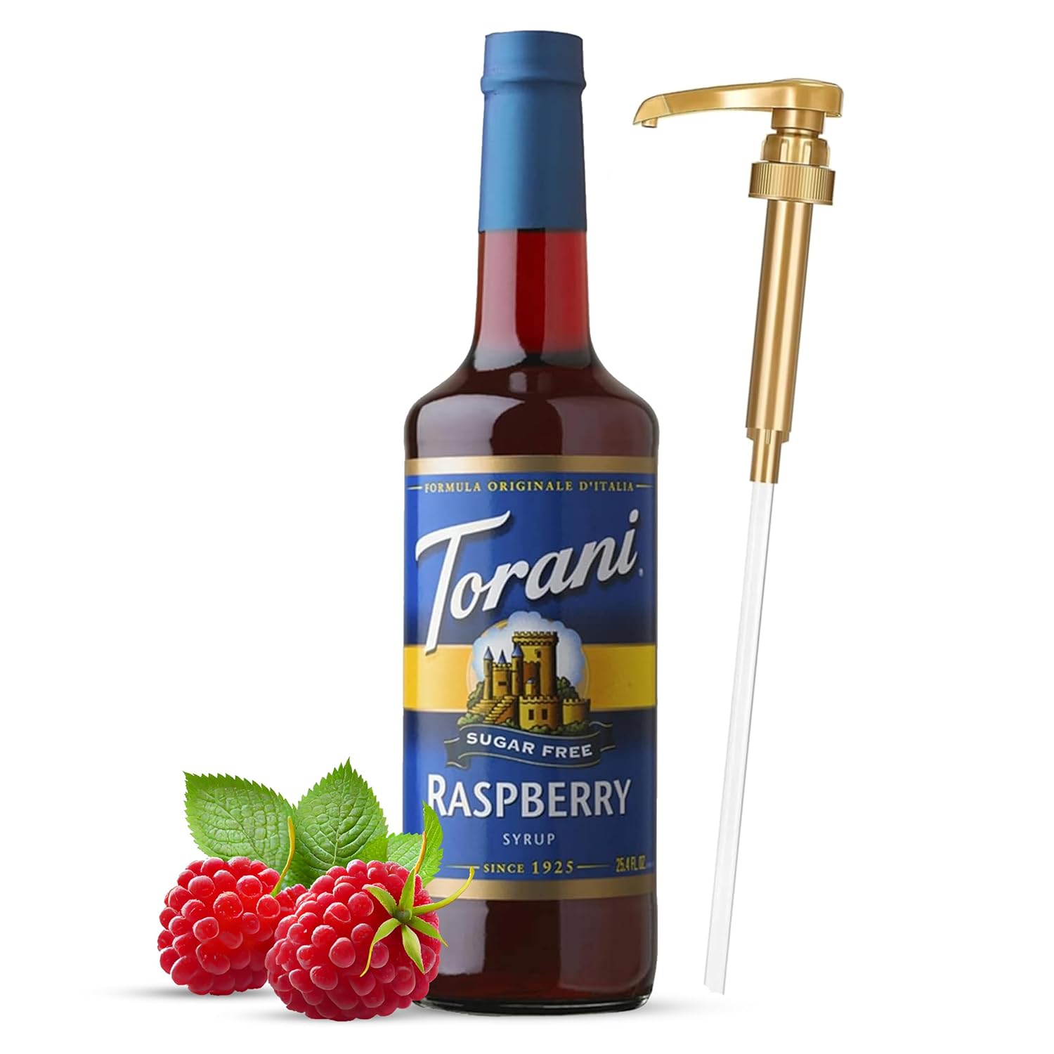 Sugar Free Raspberry Syrup for Coffee – 25.4 oz Bottle with Pump Syrup Dispenser