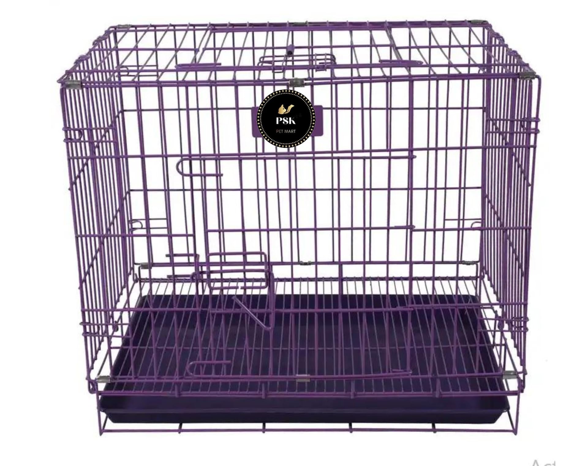 PSK PET MART Powder Coated Iron Cage with Removable Tray for Dog 18 Inch Silver Purple for Small Dog, Cats, Puppy, Kitten and Rabbit (B0C74CFBSZ) Amazon Price History, Amazon Price Tracker