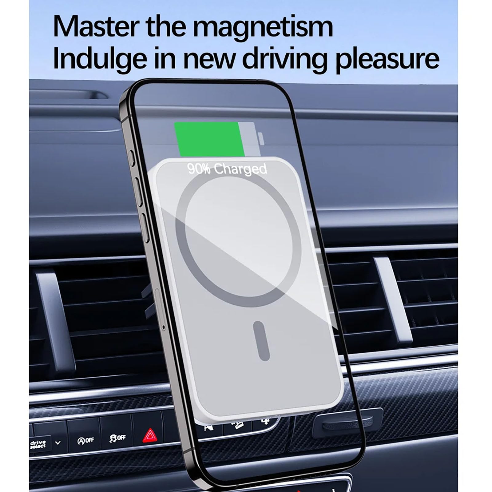 Caricabatterie magnetico portatile wireless per auto, rotazione a 360 gradi, design sicuro e stabile, ricarica rapida per smartphone, facile installazione, compatibilità universale