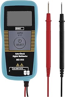 EMOS M3252 - Multímetro Digital Voltímetro con Puntas de Medición, CA/CC y Resistencia Auto-Check CAT II, Comprobador de Voltaje con Batería, Color Azul