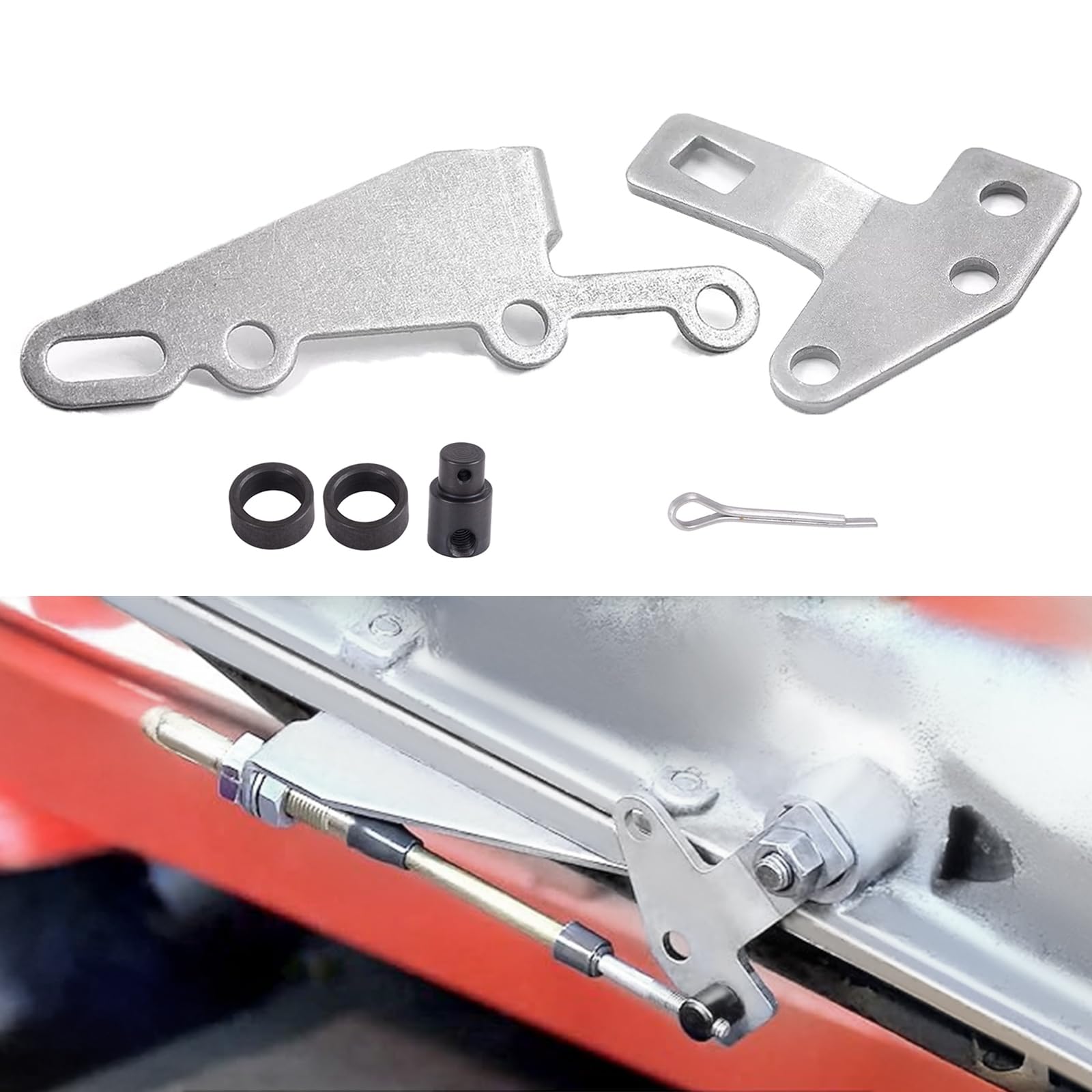 35498 Shifter Bracket and Lever Kit with Swivel Cotter Pin, Automatic Transmission Shifter Cable Kit Compatible with GM TH400, TH350, TH200, TH250, 200-4R, 700-R4, 4L60E, 4L65E, 4L80E, 4L85E