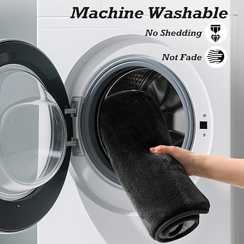 Miniatura 5 de HUXMEYSON Juego de alfombras de baño de 3 piezas, antideslizantes y de secado rápido, alfombras de baño de terciopelo ultra suave para baño, inodoro