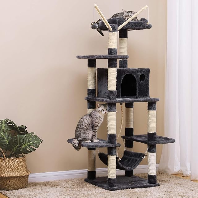 Foto 2 de 8 de FEANDREA Árbol para Gatos, Rascador de Gatos, Color Antracita PCT86G