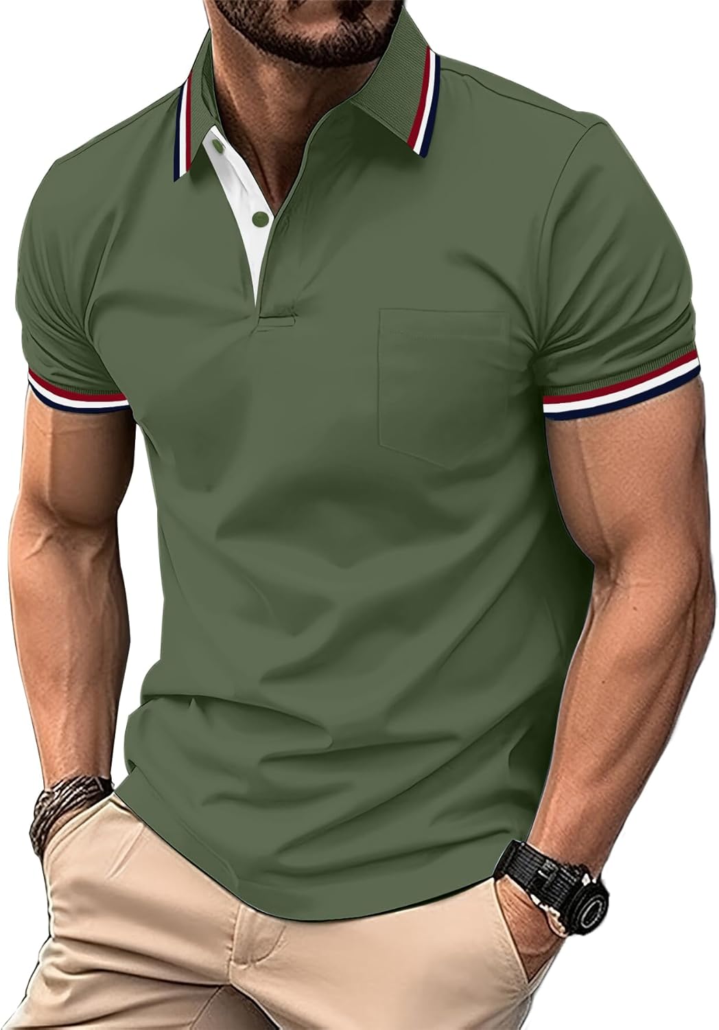 Poloshirt Herren Kurzarm Shirt Atmungsaktives Golf Polo Shirt Männer Sommer Shirts Sport Basic Slim Fit Tshirt mit Brusttasche Polohemd