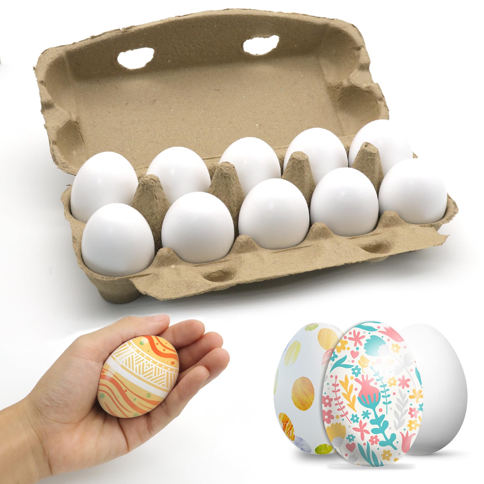 10pcs Wooden Fake Eggs, White Wooden Easter Eggs, DIY Kitchen Pretend Game Food Set, Children's Kitchen Game Toys, Home Decoration Products, Fake Eggs