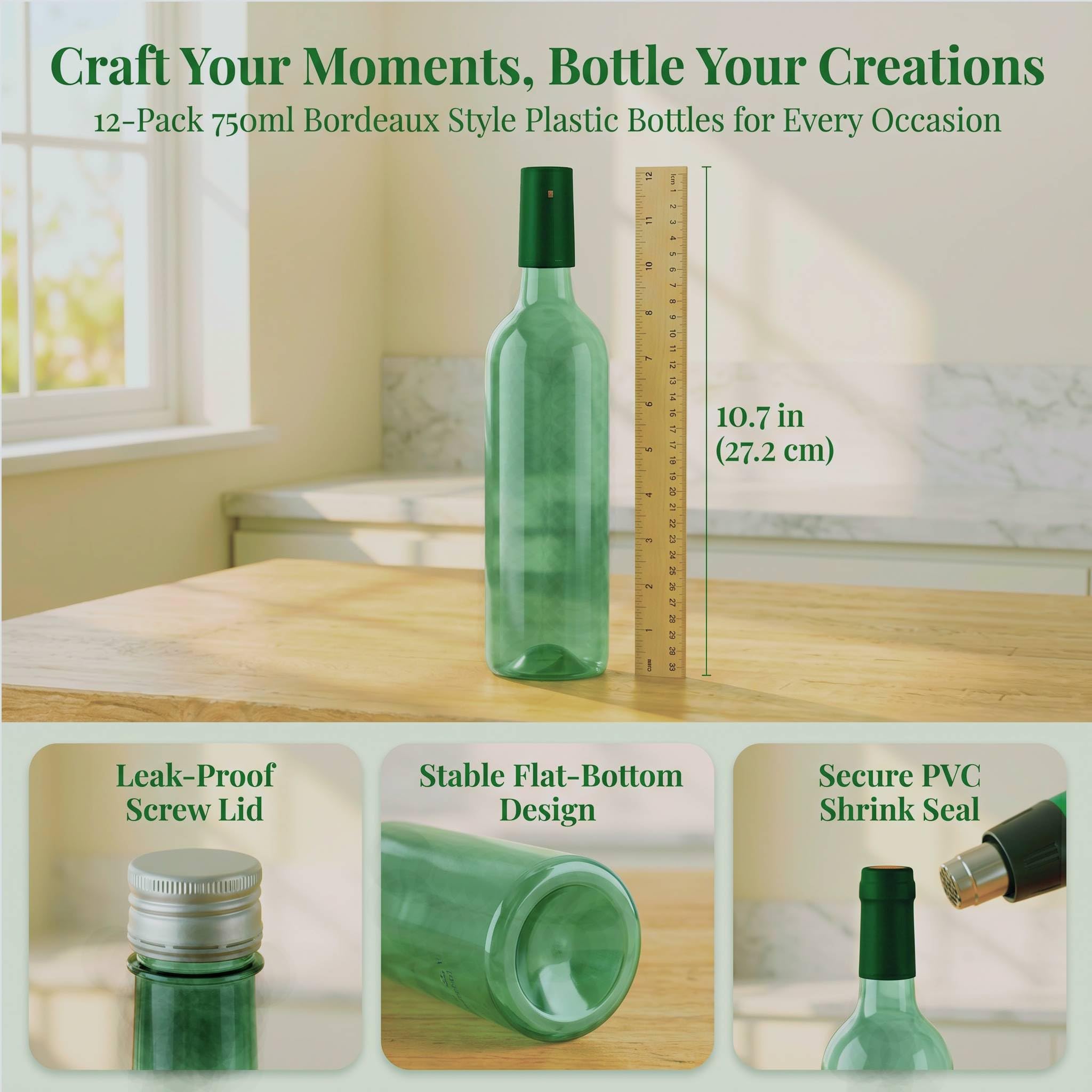 Amazon｜WUWEOT プラスチックワインボトル 12個パック 750ml 空の