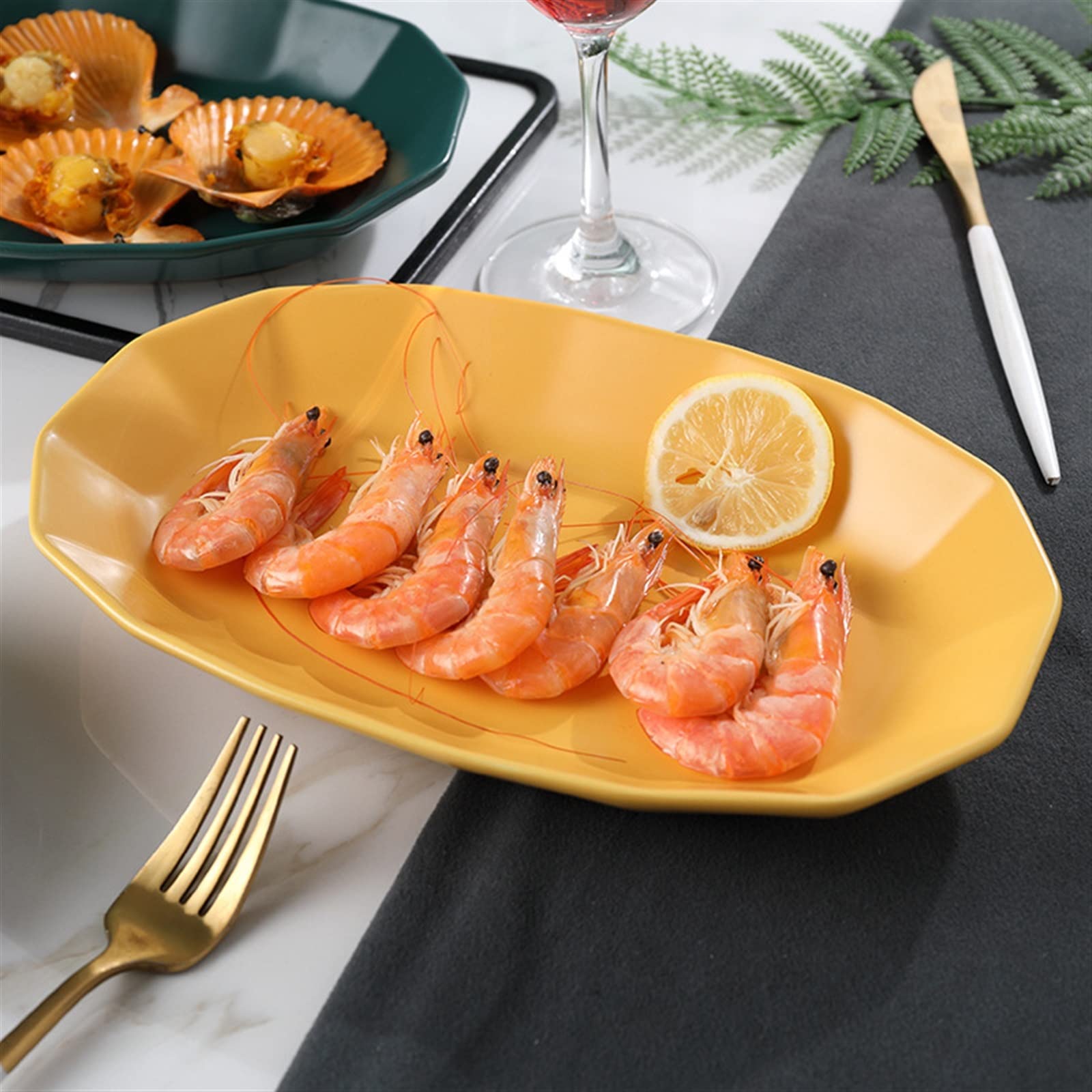 Piatto da Cena Vassoi di plastica Piatti in Ceramica nordica Piatti di Diamanti ovali creativi Piatto da Pranzo Stoviglie for la casa Pesce Colazione Torta Piatto di Frutta (Color : Rot)