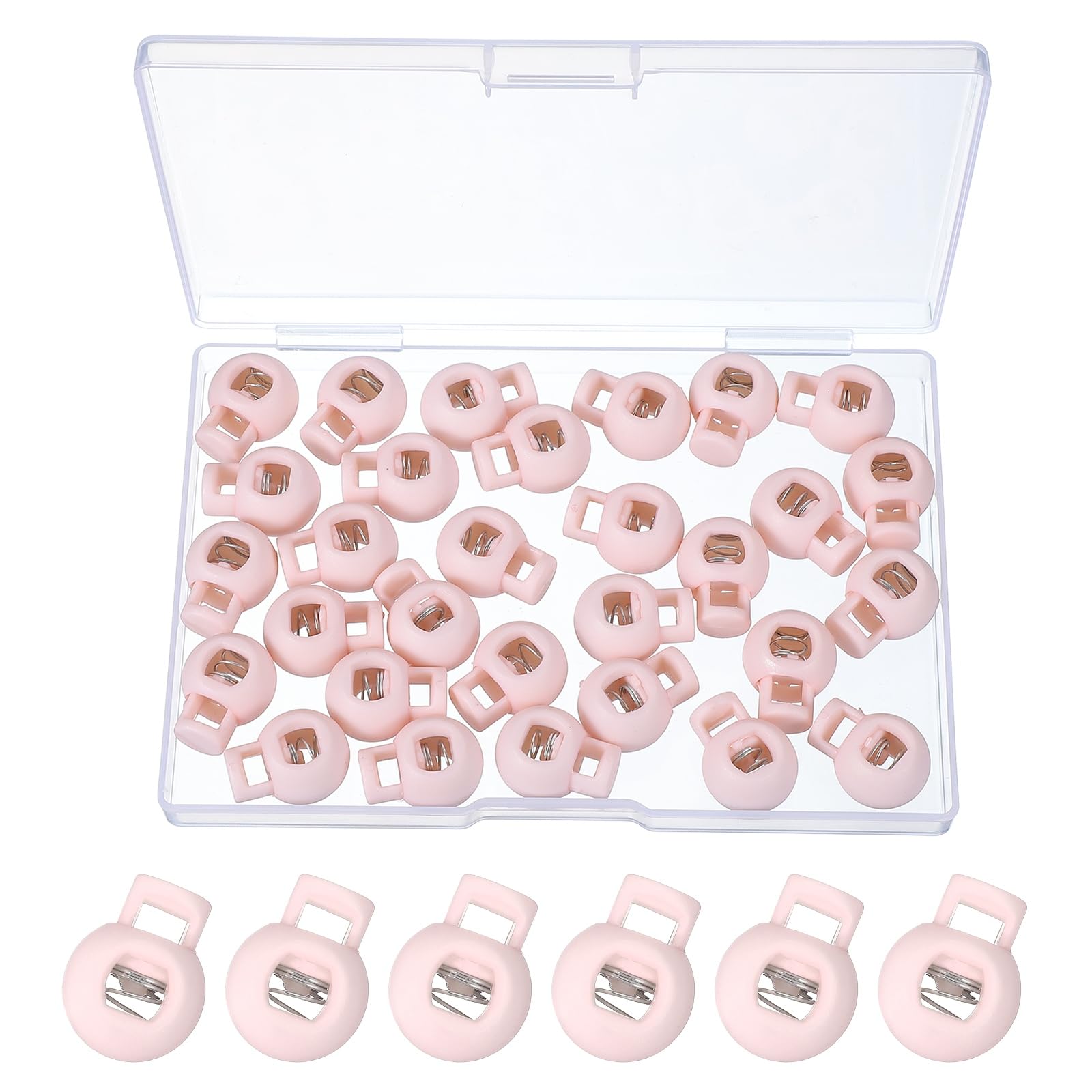 PATIKIL Round Cord Lock, Plastic Single Hole Spring Loaded Toggle Stoppers Adjustable Sliding Draw String Clip Ends Clamp