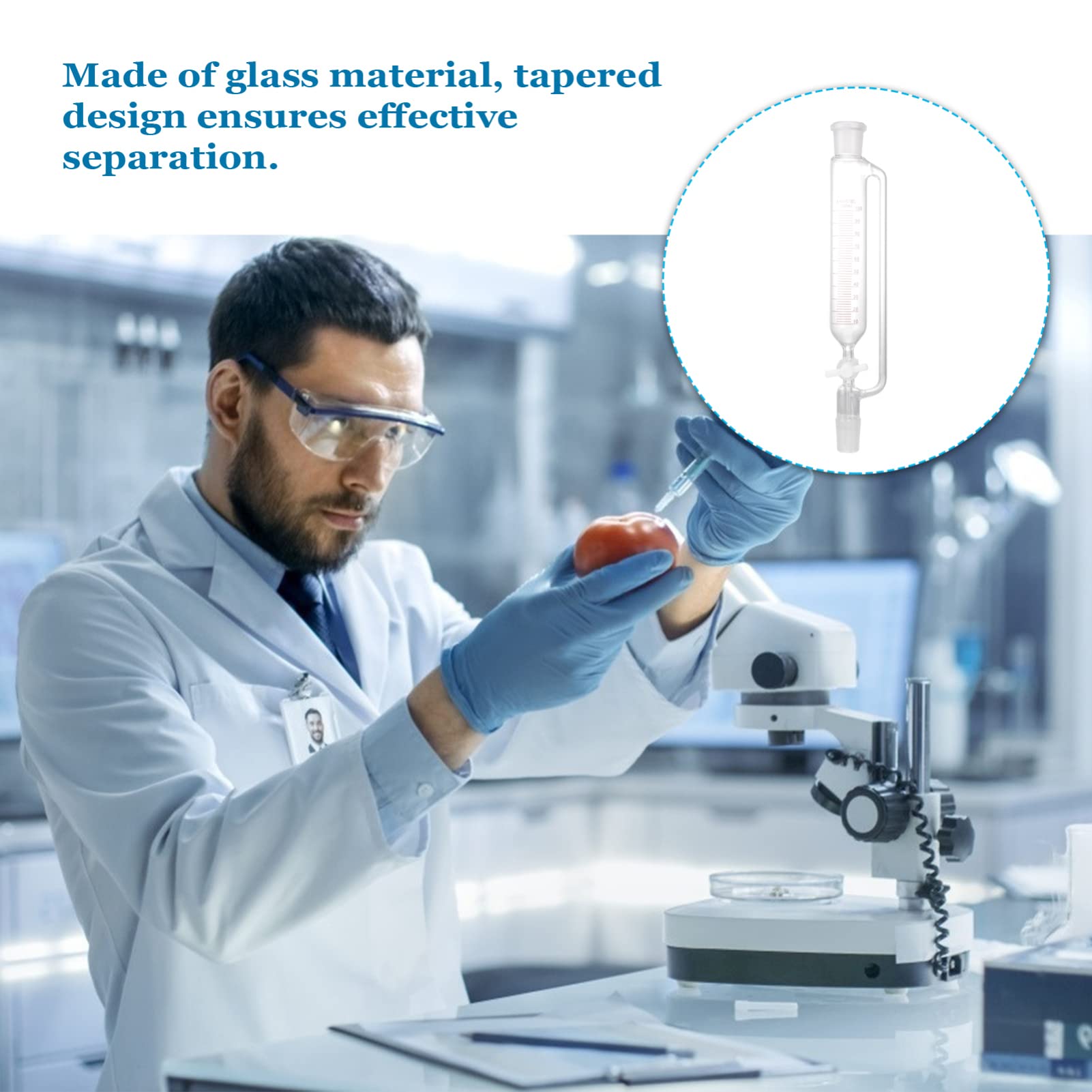 UKCOCO Scheidetrichter Aus Glas Destilliergerät Für Labor Experimenteller Glasscheider Mit Absperrhahn Konisches Design Für Flüssigkeittrennung