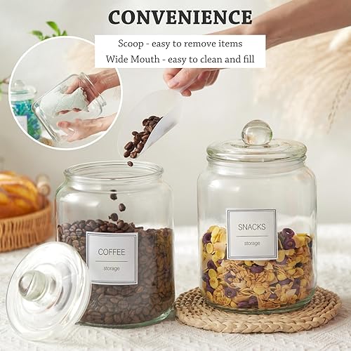 Miniatura 2 de FyndraX Tarros de vidrio grandes de medio galón con tapas, recipientes herméticos transparentes de almacenamiento para galletas, dulces, harina,