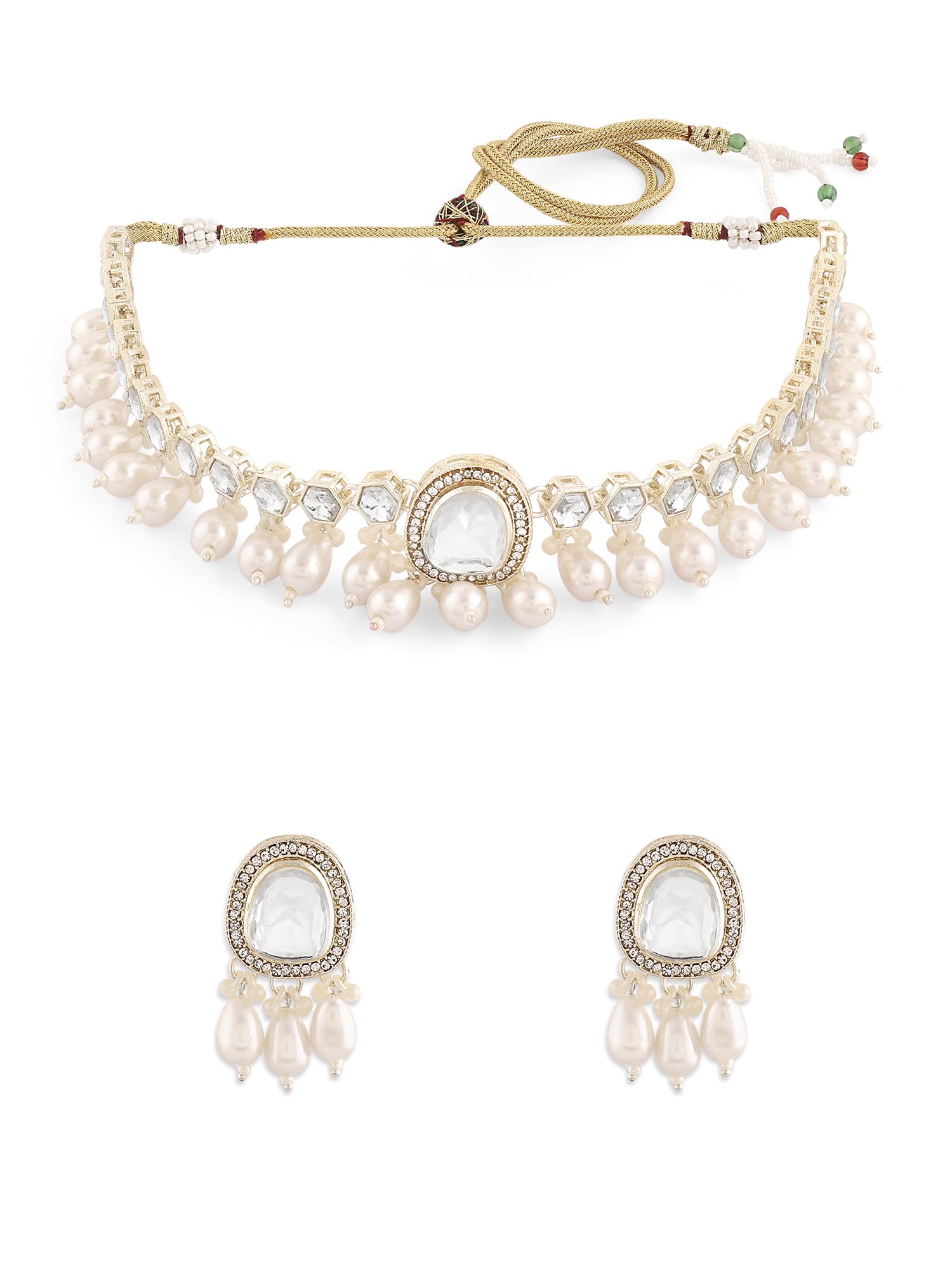 ZAVERI PEARLS Gold Tone Austrian Diamonds Artificial Stones & Beads Necklace & Earring Set For Women-ZPFK18556 (B0DBQD6QK8) Amazon Price History, Amazon Price Tracker