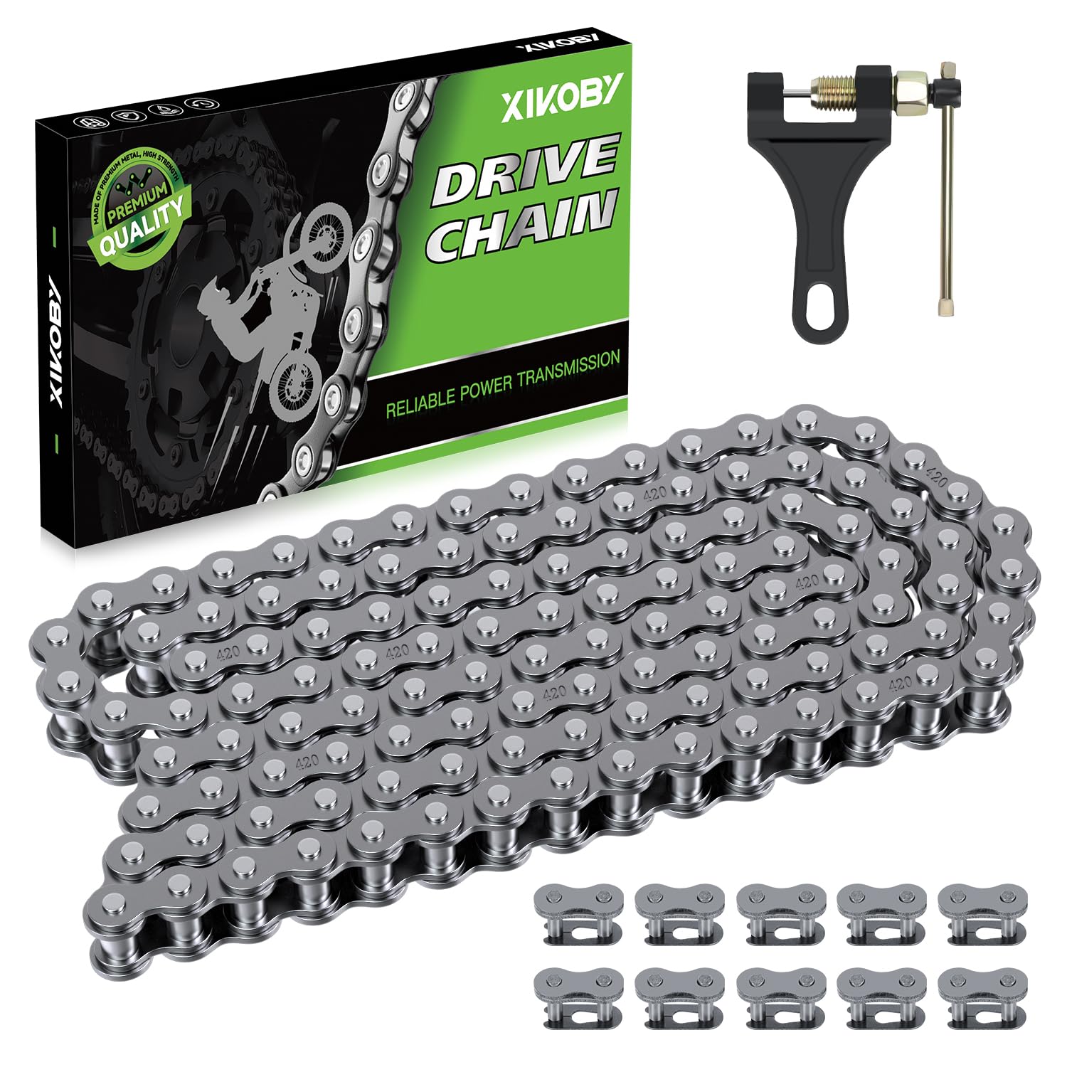 420 Chain Compatible with Tuttio Soleil01 Electric Dirt Bike E Bike, X-Ring Drive Chain Replacement for Tutto Tutti Soleil 01 Ebike Electric Bike Motorcycle Parts Accessories with Chain Breaker