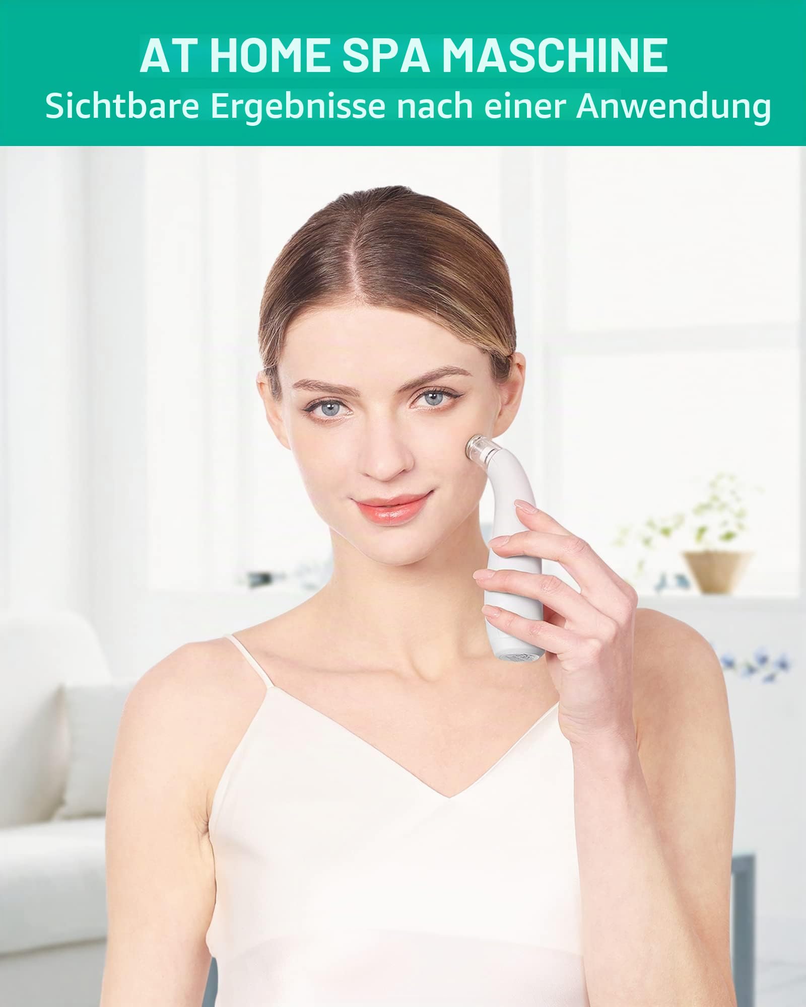 NEWDERMO 2-IN-1 Microdermabrasion Rechargeable Machine For Facial And Body,Electric Blackhead Remover Pore Vacuum Cleaner-With 5 Suction Heads Replaceable (White) | Diamant Mikrodermabrasion Gerät USB Wiederaufladbar - Advanced Home Gesichtsbehandlungsmas